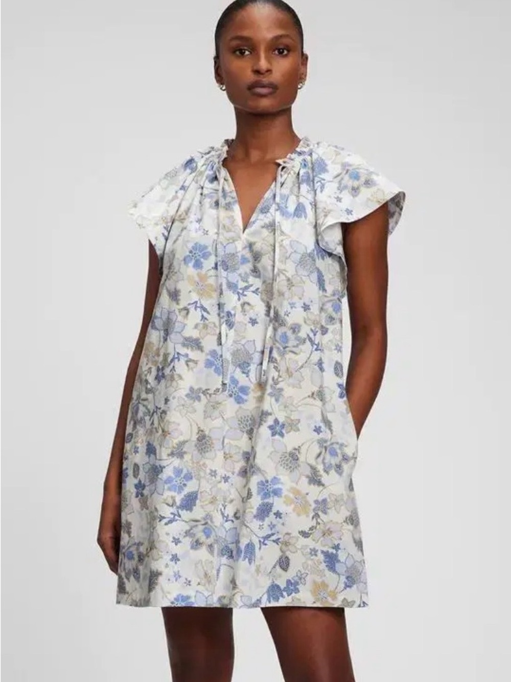 Gap Blue & White Floral Cotton Dress, Size XL, EUC